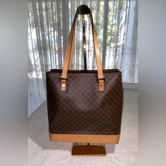 CELINE - Macadam bag - brown coated canvas with beige leather **FINAL PRICE** - Picture 2 of 16